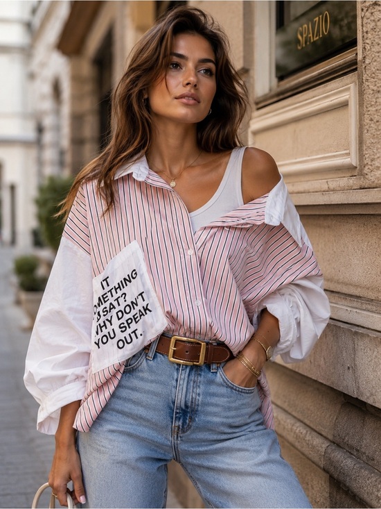 Tops - A84. From Italy 🇮🇹 Striped Oversized Button-Up Shirt
